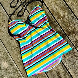 FIRST KISS BRIGHT STRIPED TANKINI TOP